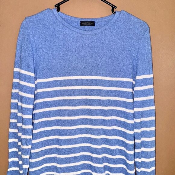 Phil Petter Wool Knit Blue Striped Designer Sweater - Picture 7 of 8